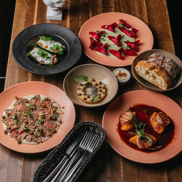 Selection of plated meals